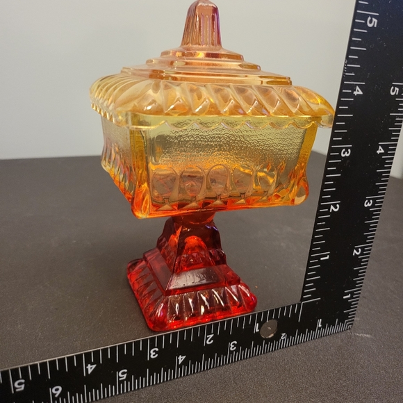 Vintage orange glass candy dish - Picture 6 of 8